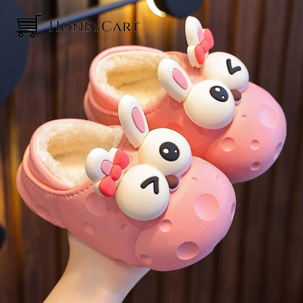 Cute Cartoon Animal Childrens Cotton Slippers Pink / 24/25 Code (Inner Length 15Cm) Kids & Gift Toys