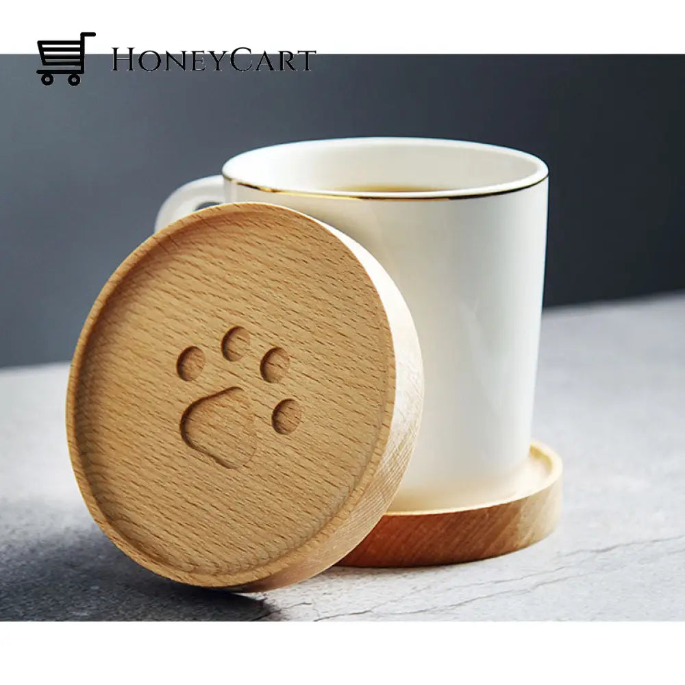 Cute Cat Paw Wooden Coaster Coasters