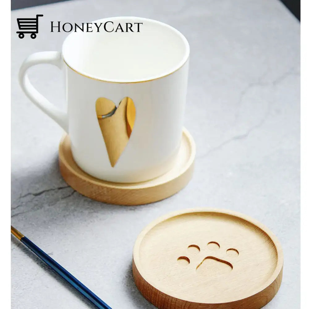 Cute Cat Paw Wooden Coaster Coasters