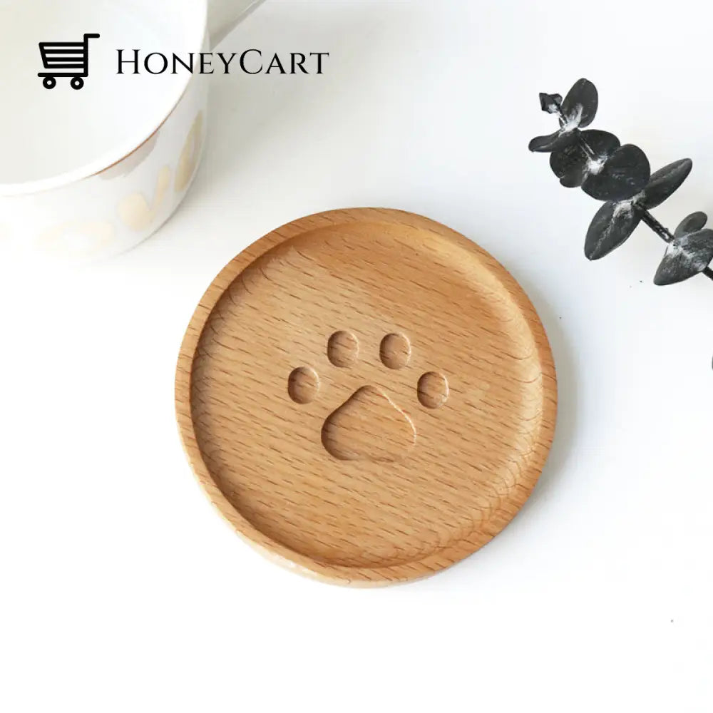 Cute Cat Paw Wooden Coaster Coasters