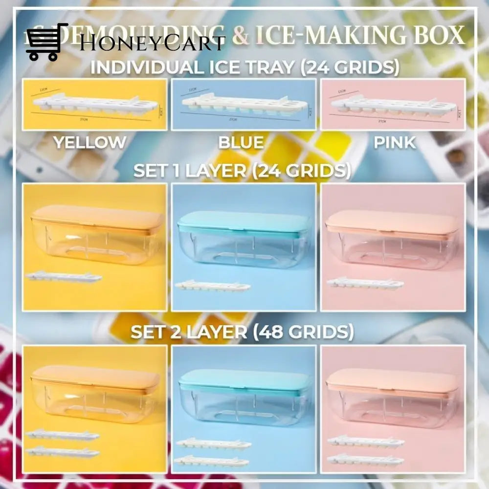 Demoulding & Ice-Making Box Yellow / Individual Ice Tray (24 Grids)