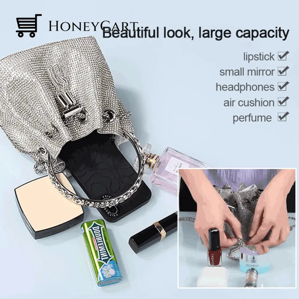 Diamond Drawstring Bucket Bag