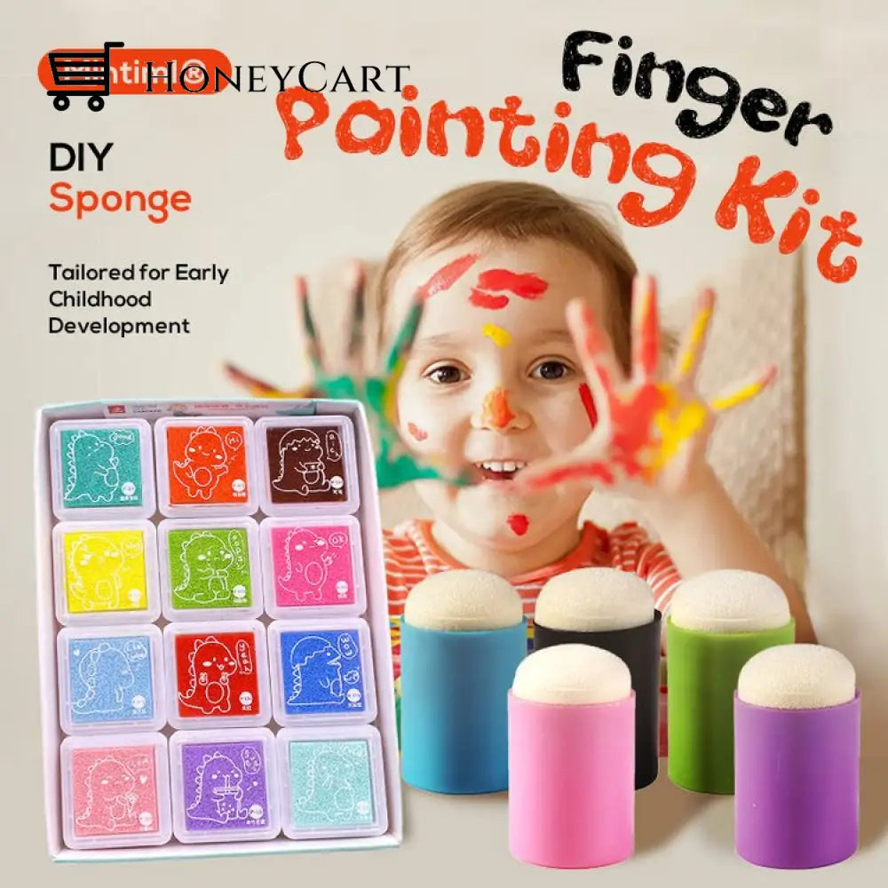 Diy Sponge Finger Painting Kit Toy Kids & Gifts