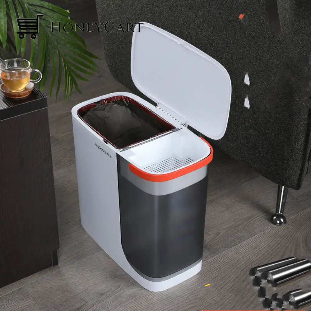 Double Compartment Trash Can Orange Single Barrel Plastic