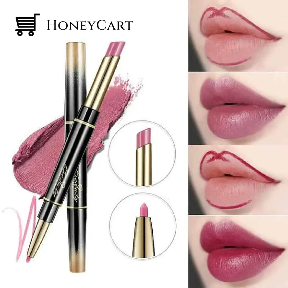 Double-Ended Lipstick Automatic Lip Liner Matte Waterproof Non-Fading Non-Stick Lipstick