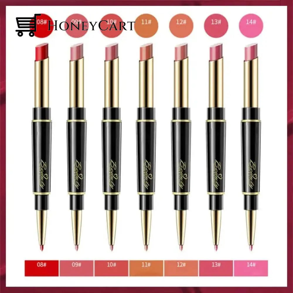 Double-Ended Lipstick Automatic Lip Liner Matte Waterproof Non-Fading Non-Stick Lipstick