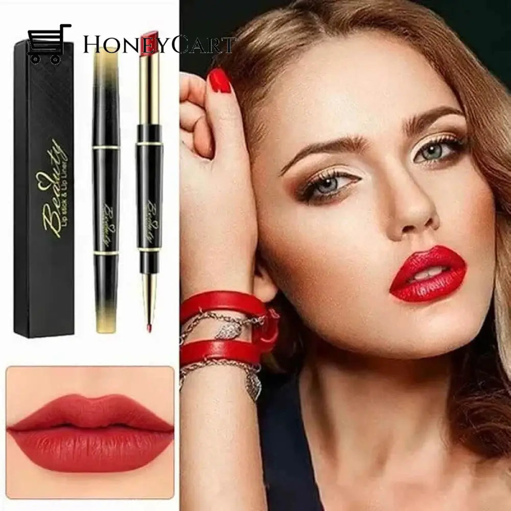 Double-Ended Lipstick Automatic Lip Liner Matte Waterproof Non-Fading Non-Stick Lipstick