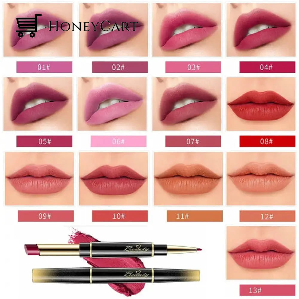 Double-Ended Lipstick Automatic Lip Liner Matte Waterproof Non-Fading Non-Stick Lipstick