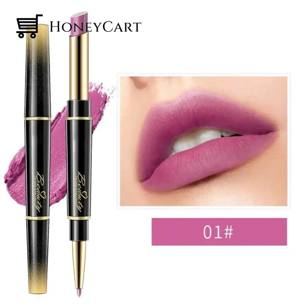 Double-Ended Lipstick Automatic Lip Liner Matte Waterproof Non-Fading Non-Stick Number 1 Lipstick