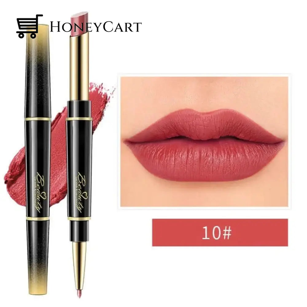 Double-Ended Lipstick Automatic Lip Liner Matte Waterproof Non-Fading Non-Stick Number 10 Lipstick