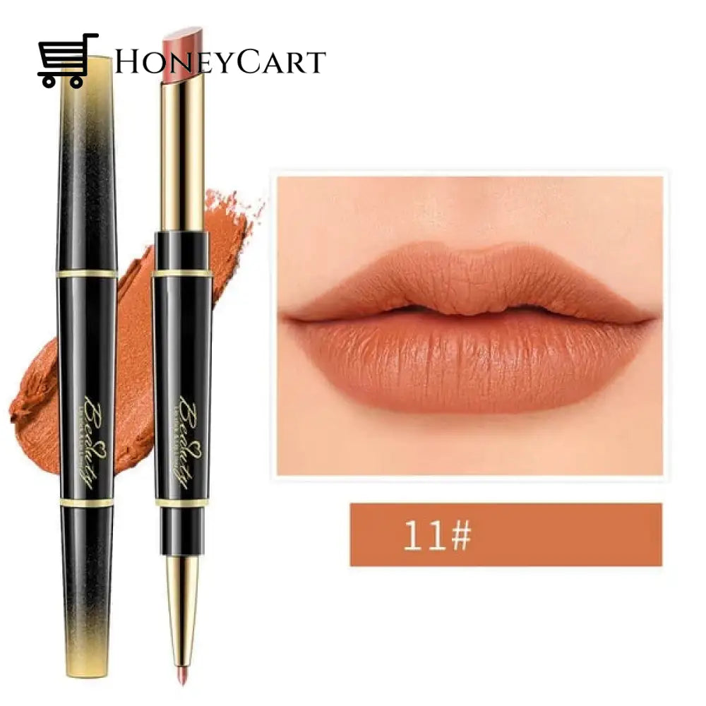 Double-Ended Lipstick Automatic Lip Liner Matte Waterproof Non-Fading Non-Stick Number 11 Lipstick