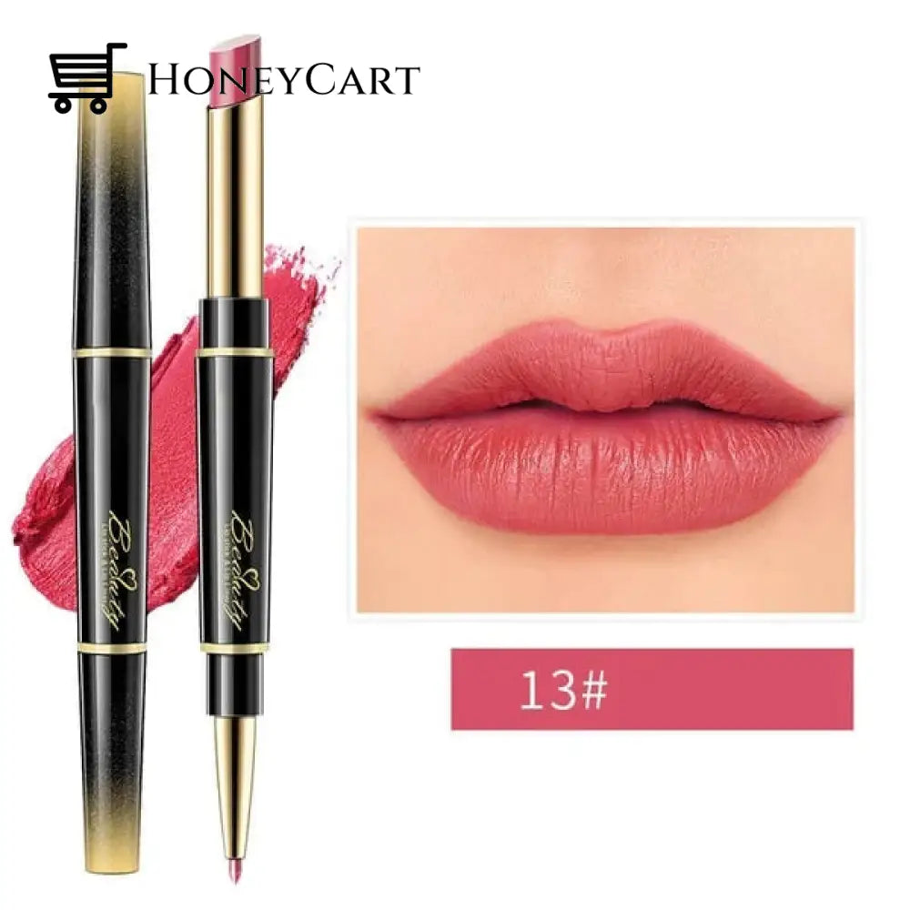 Double-Ended Lipstick Automatic Lip Liner Matte Waterproof Non-Fading Non-Stick Number 13 Lipstick