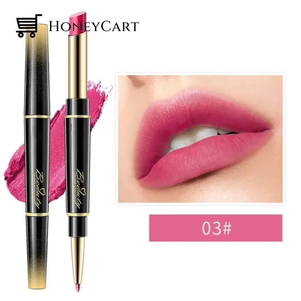 Double-Ended Lipstick Automatic Lip Liner Matte Waterproof Non-Fading Non-Stick Number 3 Lipstick