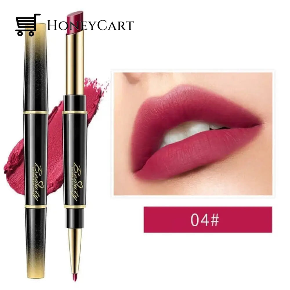 Double-Ended Lipstick Automatic Lip Liner Matte Waterproof Non-Fading Non-Stick Number 4 Lipstick