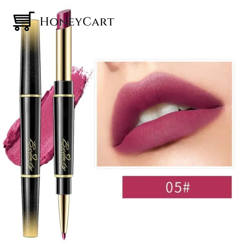 Double-Ended Lipstick Automatic Lip Liner Matte Waterproof Non-Fading Non-Stick Number 5 Lipstick