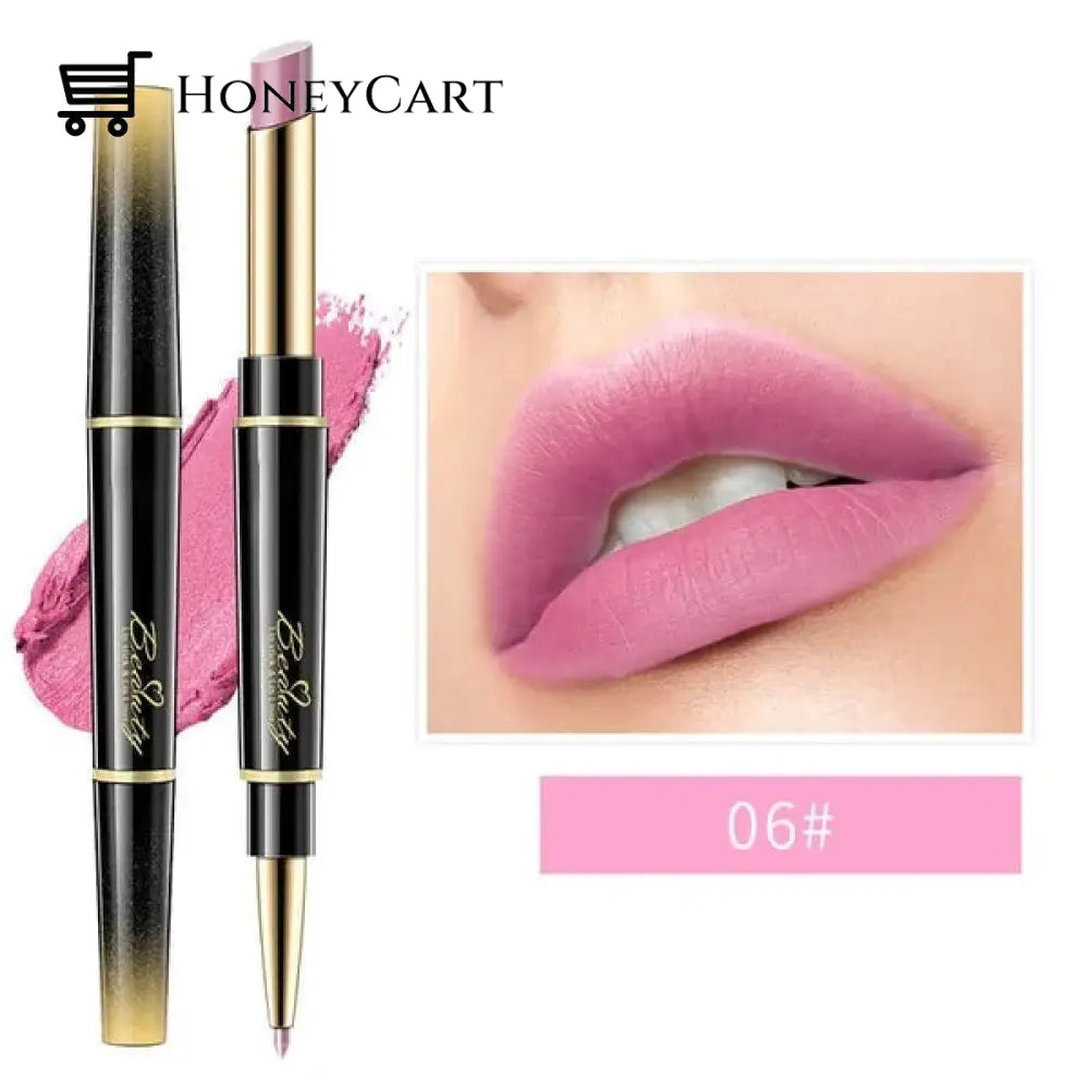 Double-Ended Lipstick Automatic Lip Liner Matte Waterproof Non-Fading Non-Stick Number 6 Lipstick