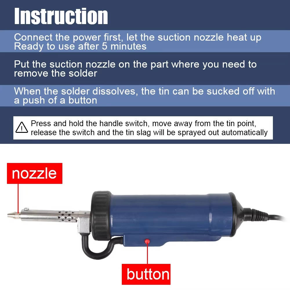 Desoldering Machine Tin Sucker Automatic Electric Solder With 3 Suction Nozzle