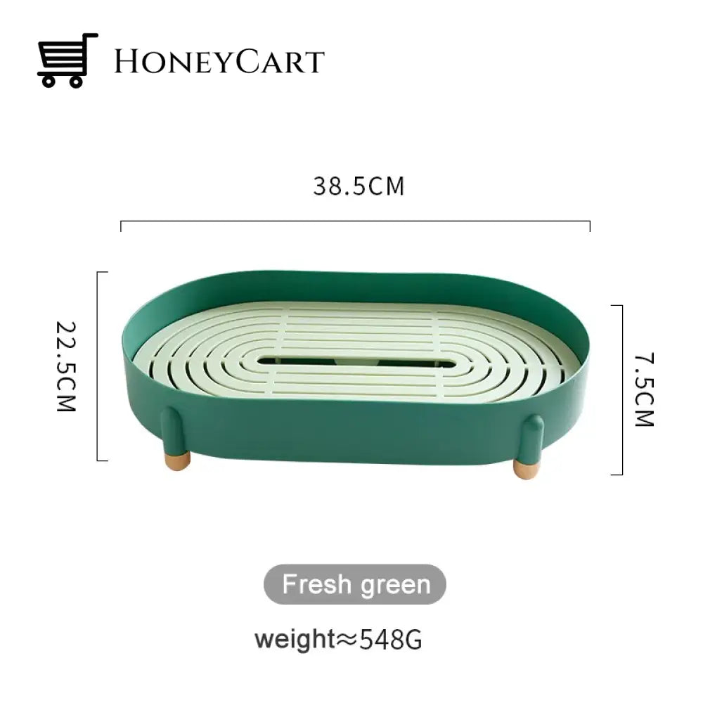 Draining Tea Cup Tray 1Pc Fresh Green Decorative Trays