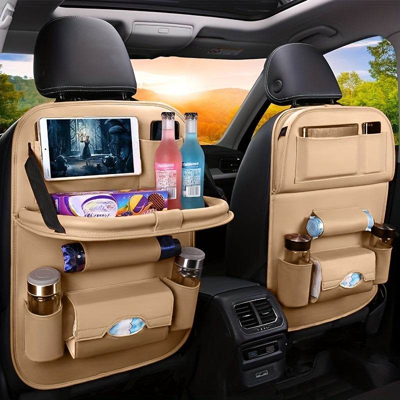 Car Multifunctional Rear Seat Organizer Includes Foldable Table Board and Car Dining Tray