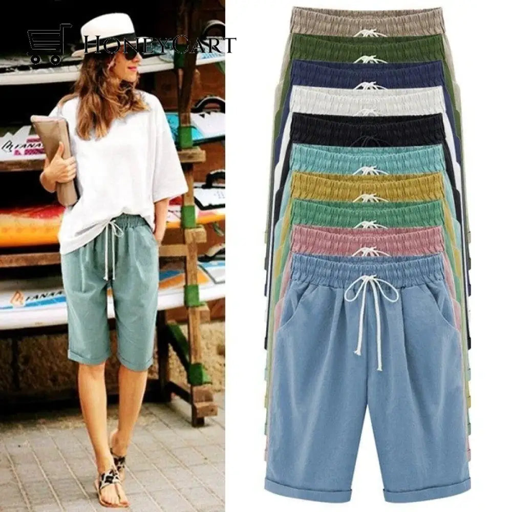 Elastic Waist Casual Comfy Summer Shorts White / M Tool