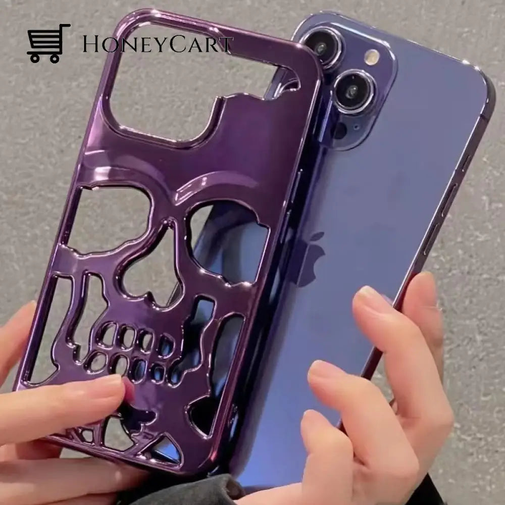 Electroplated Hollow Skull Phone Case For Iphone