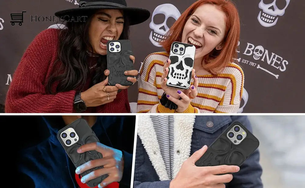 Electroplated Hollow Skull Phone Case For Iphone