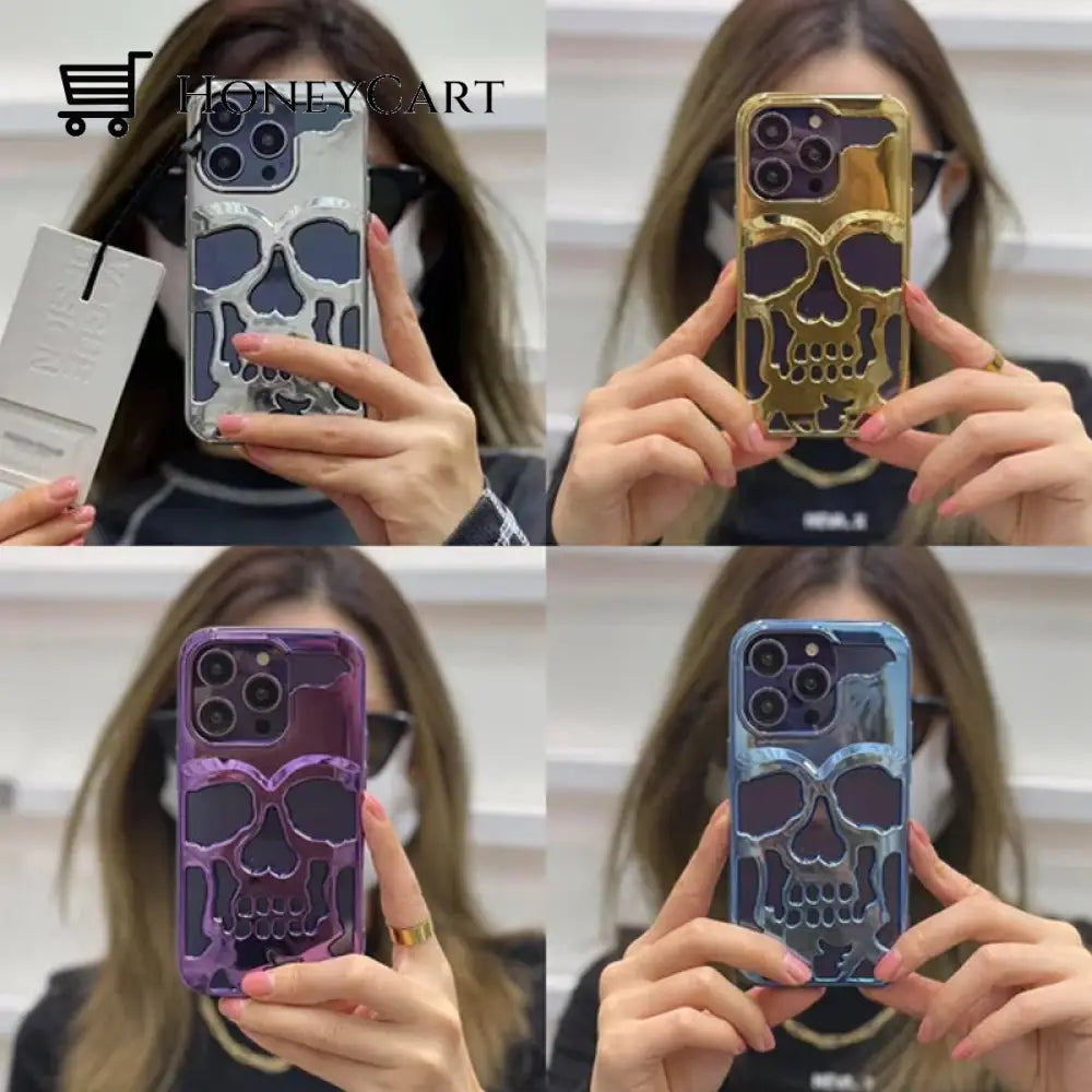 Electroplated Hollow Skull Phone Case For Iphone
