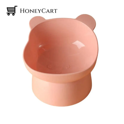 Ergonomic Cat Bowl Bear / Pink