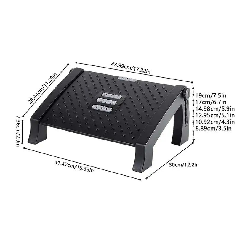 Ergonomic Office Footrest - Adjustable Height Footrest for Under Desk