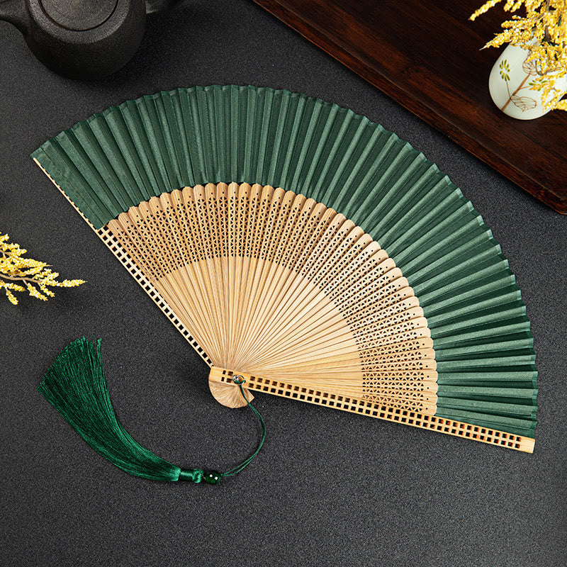 Vintage Bamboo Handheld Silk Folding Fan
