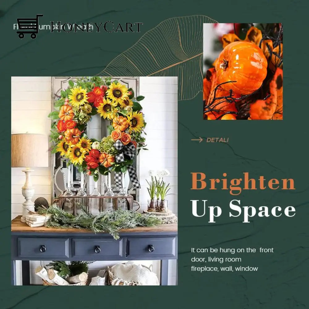 Fall Peony And Pumpkin Wreath - Year Round