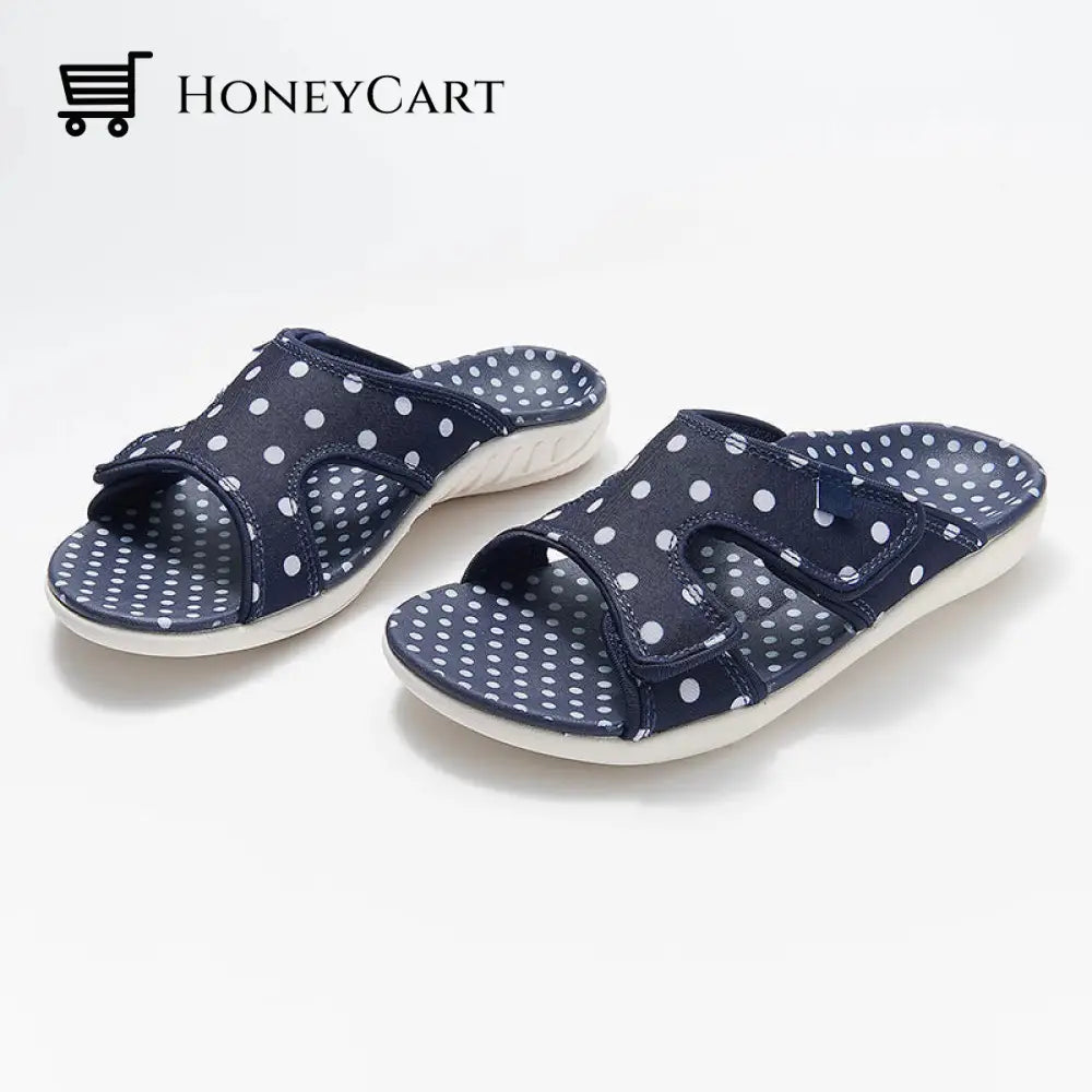 Fashionable Polka Dot Adjustable Sandals Blue / 4