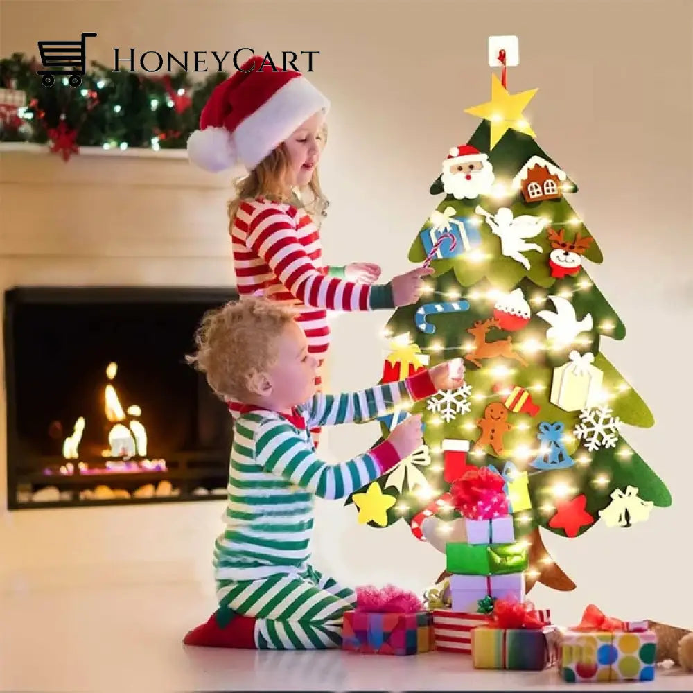 Felt Christmas Tree Set With Led Lights Tool