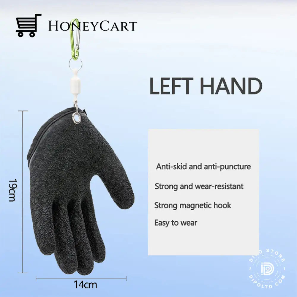 Dipo® Fishing Catching Gloves Non-Slip Fisherman Protect Hand Left / Black Tools