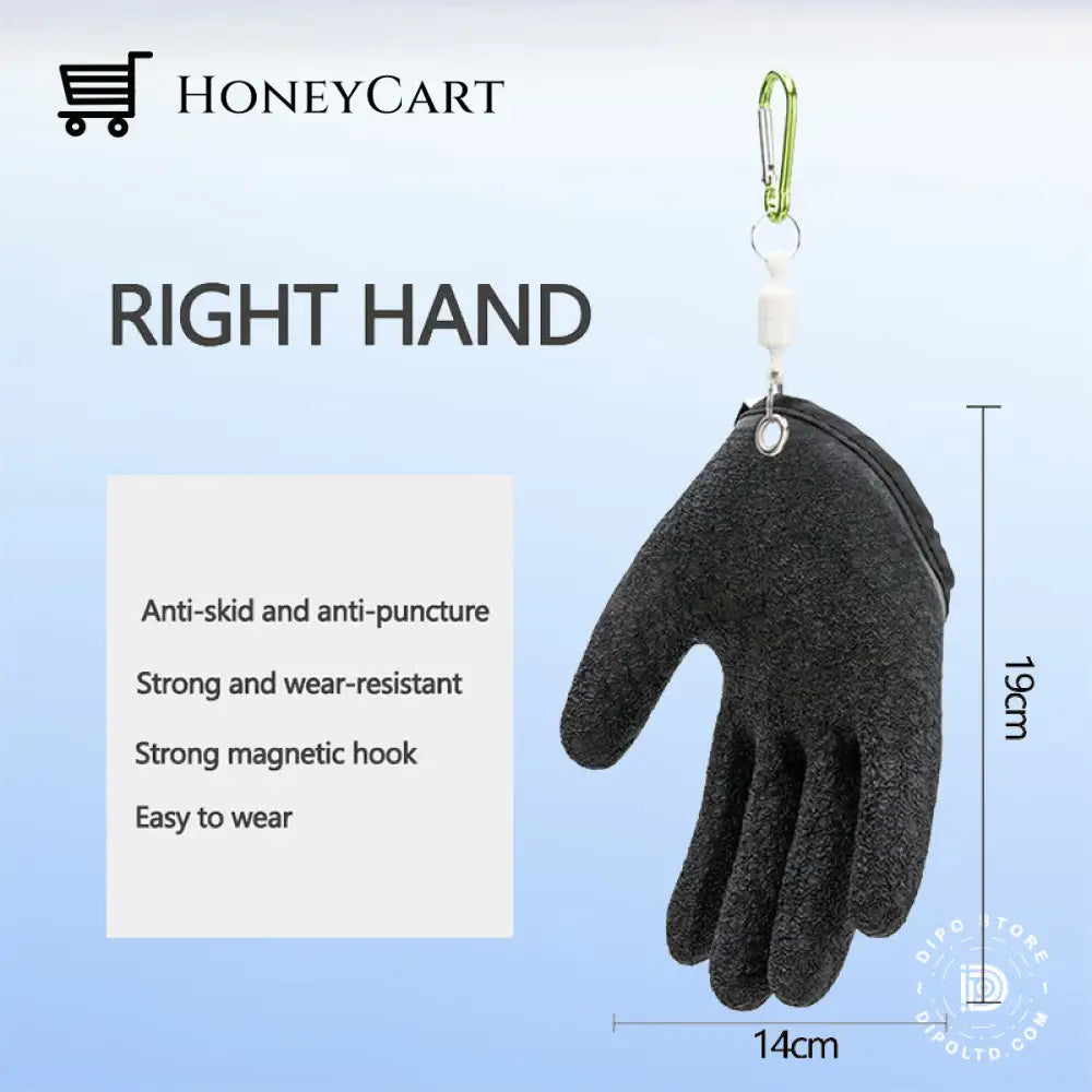 Dipo® Fishing Catching Gloves Non-Slip Fisherman Protect Hand Right / Black Tools