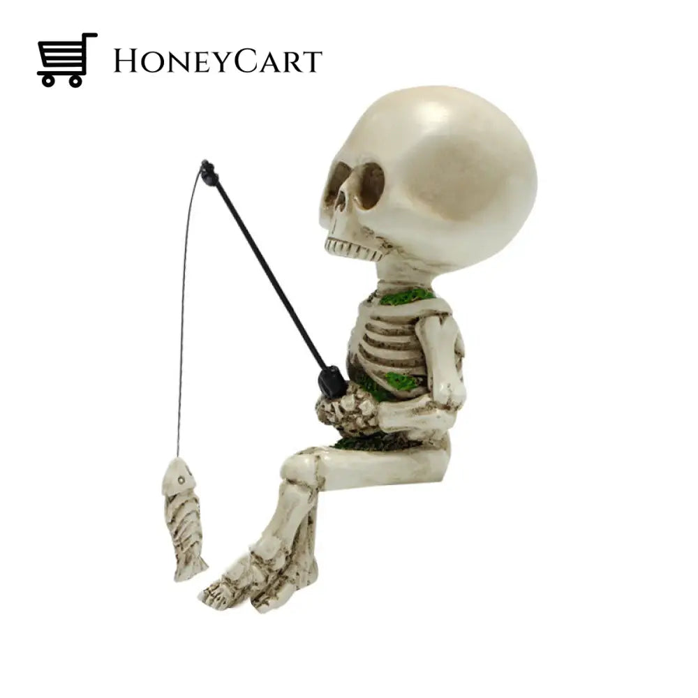 Fishing Skeleton Garden Accessory
