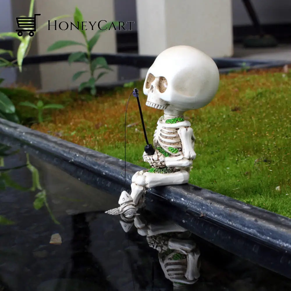 Fishing Skeleton Garden Accessory