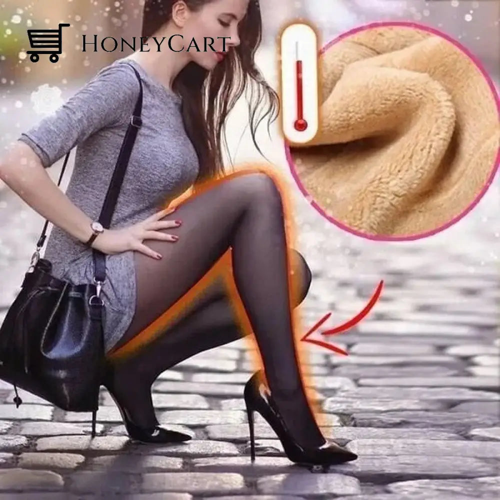 Flawless Legs Fake Translucent Warm Plush Lined Elastic Tights Tool
