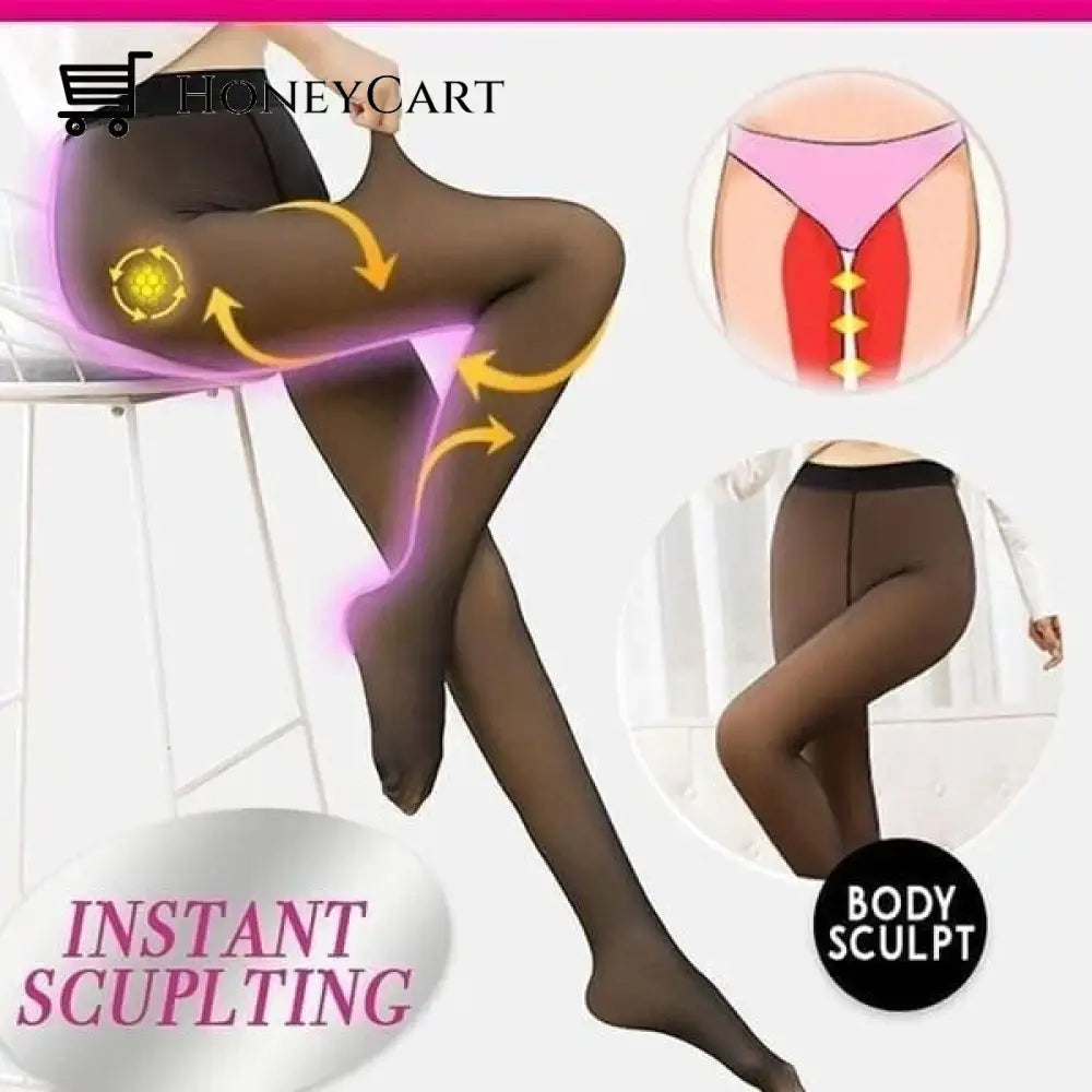 Flawless Legs Fake Translucent Warm Plush Lined Elastic Tights Tool