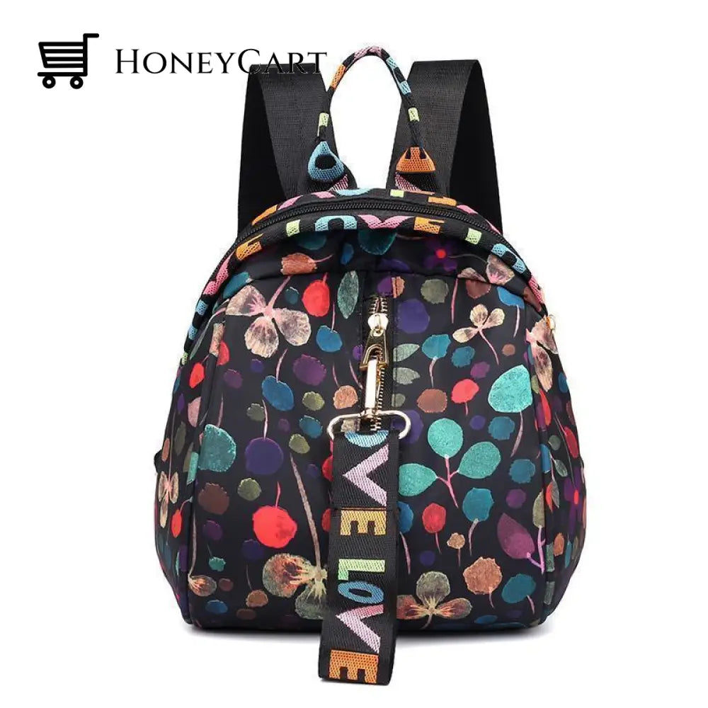Floral Waterproof Shoulder Bag Backpack Golden Leaves