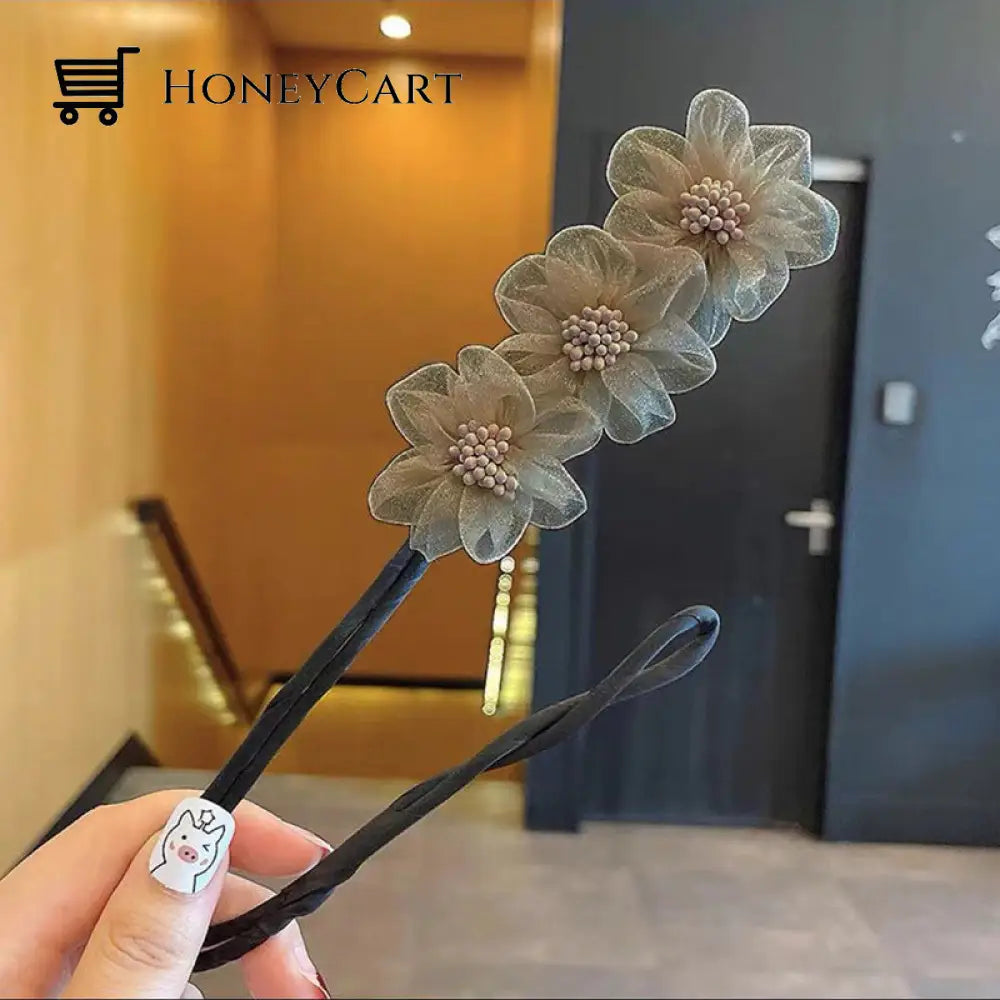 Flower Hair Coiler Gray