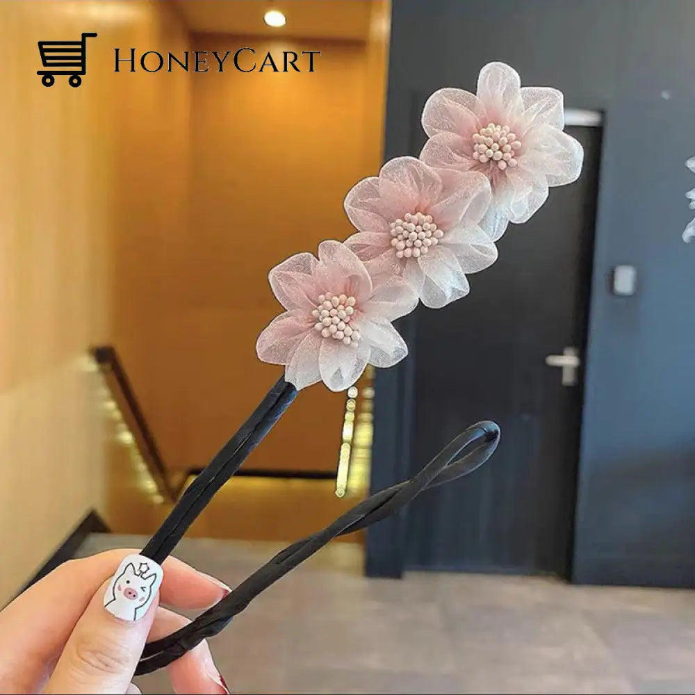 Flower Hair Coiler Pink