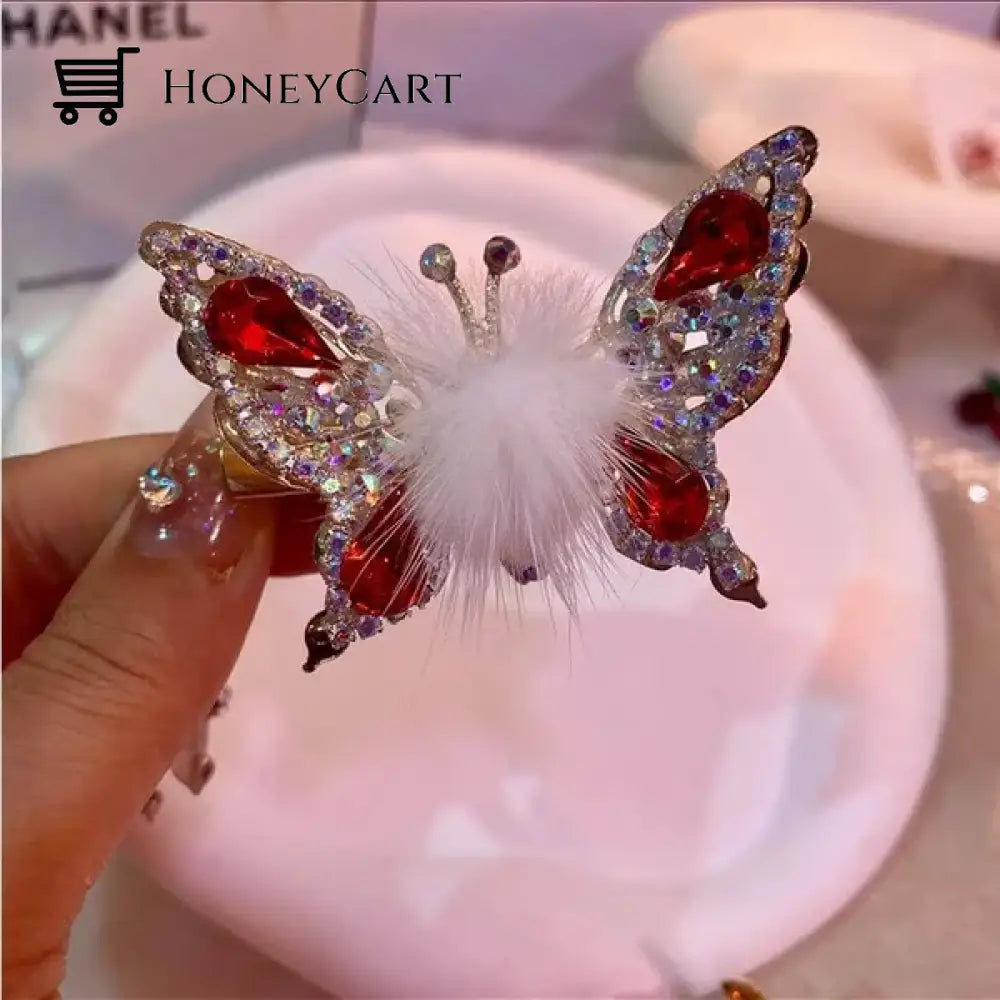 Flying Butterfly Hairpin White Tool
