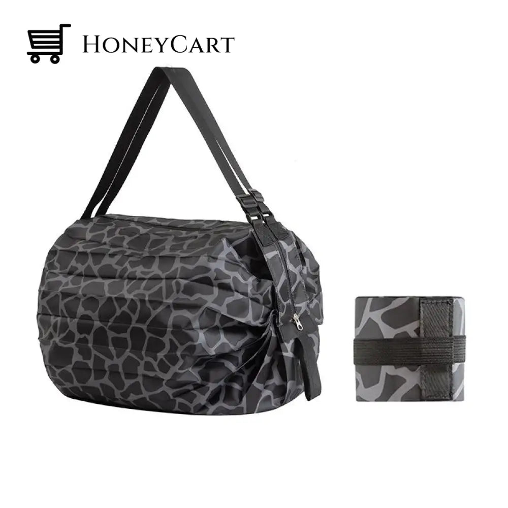Foldable Travel Portable Shopping Bag Black Camouflage
