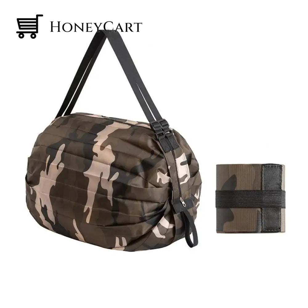 Foldable Travel Portable Shopping Bag Brown Camouflage