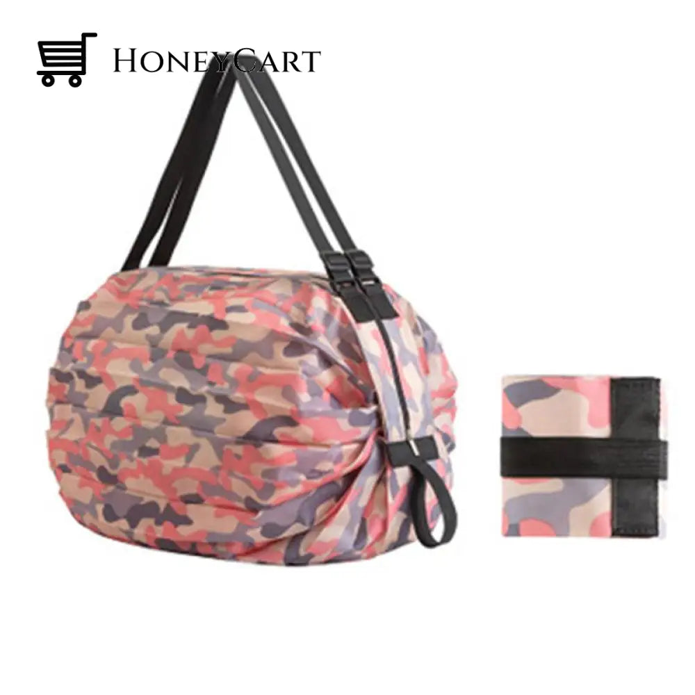 Foldable Travel Portable Shopping Bag Pink Camouflage