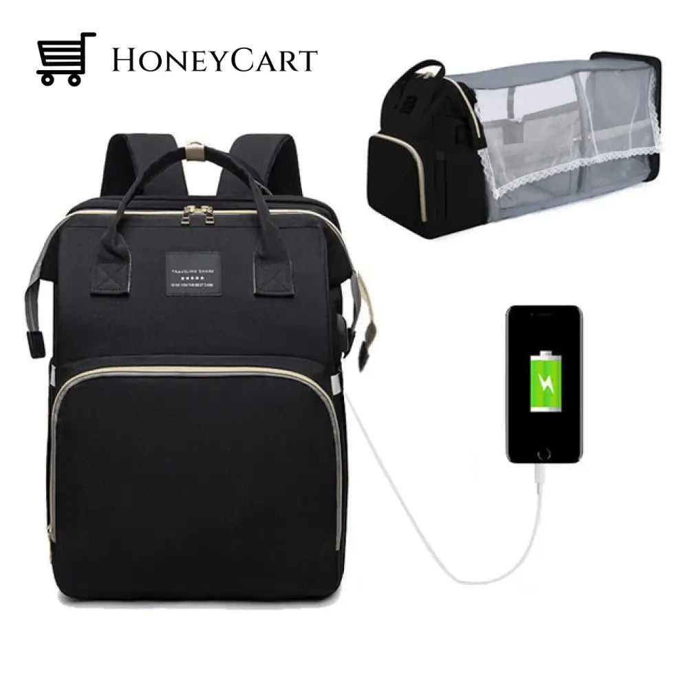 Folding Mommy Bag Black Silk Screen