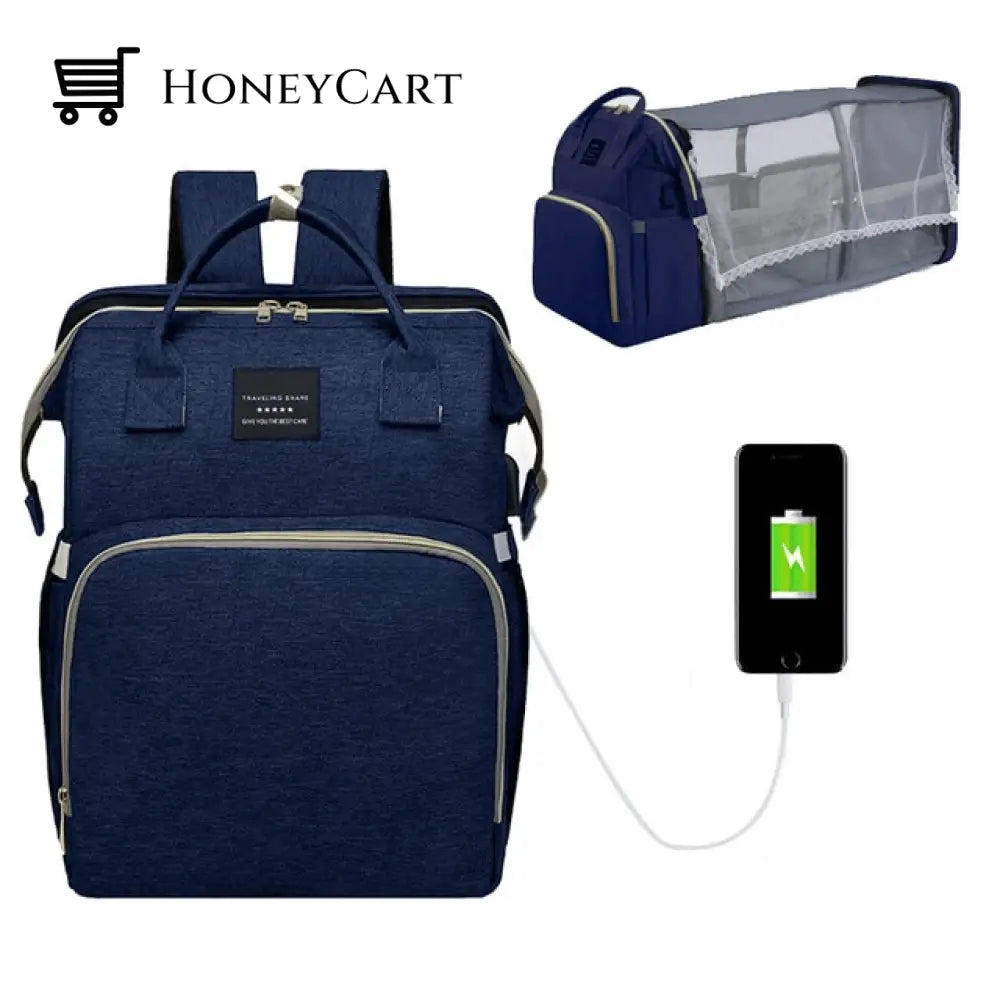 Folding Mommy Bag Blue Silk Screen