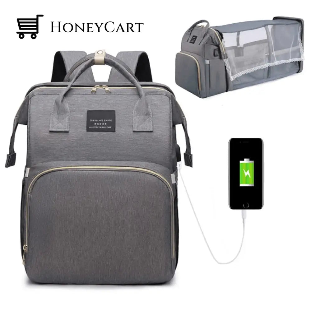 Folding Mommy Bag Grey Silk Screen