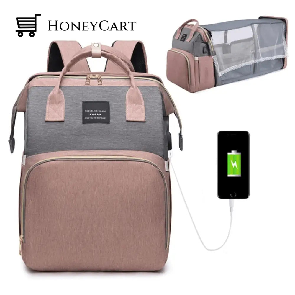 Folding Mommy Bag Pink Silk Screen